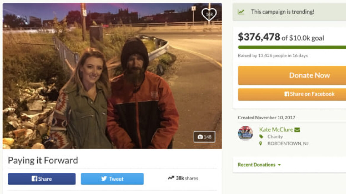 Η ιστορία γίνεται όλο και καλύτερη: Στα 385.000 δολάρια η «προμήθεια» του άστεγου «καλού σαμαρείτη»